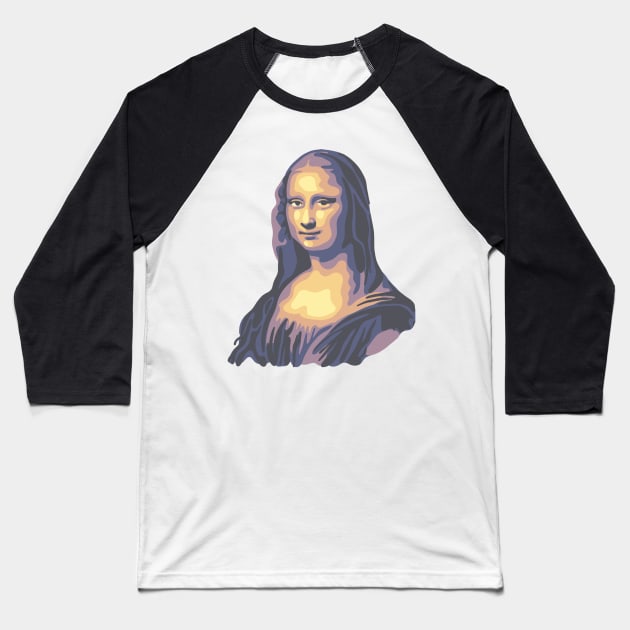 Mona Lisa Baseball T-Shirt by Slightly Unhinged